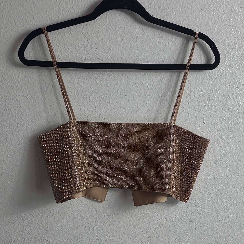 Zara Gold Sparkle Cropped Camisole